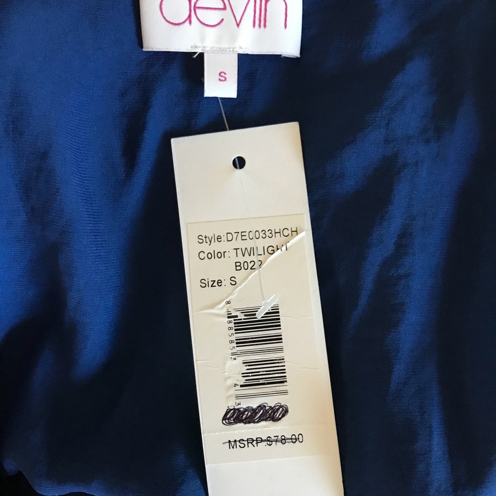 Devlin Cold Off Shoulder Ruffle Top Blue Blouse - Picture 7 of 8